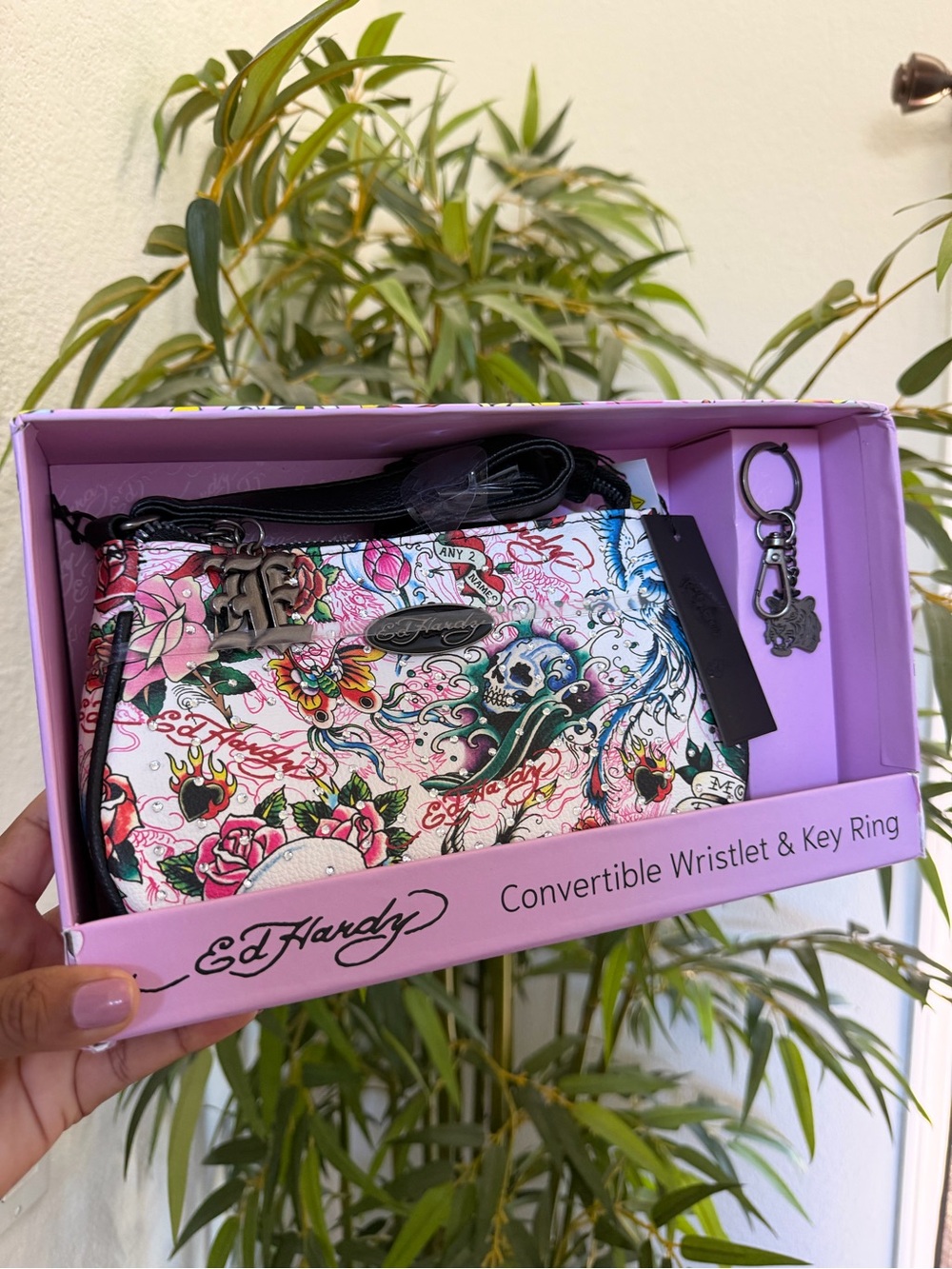 ED HARDY Bag with Tiger Bag Key RING NWT